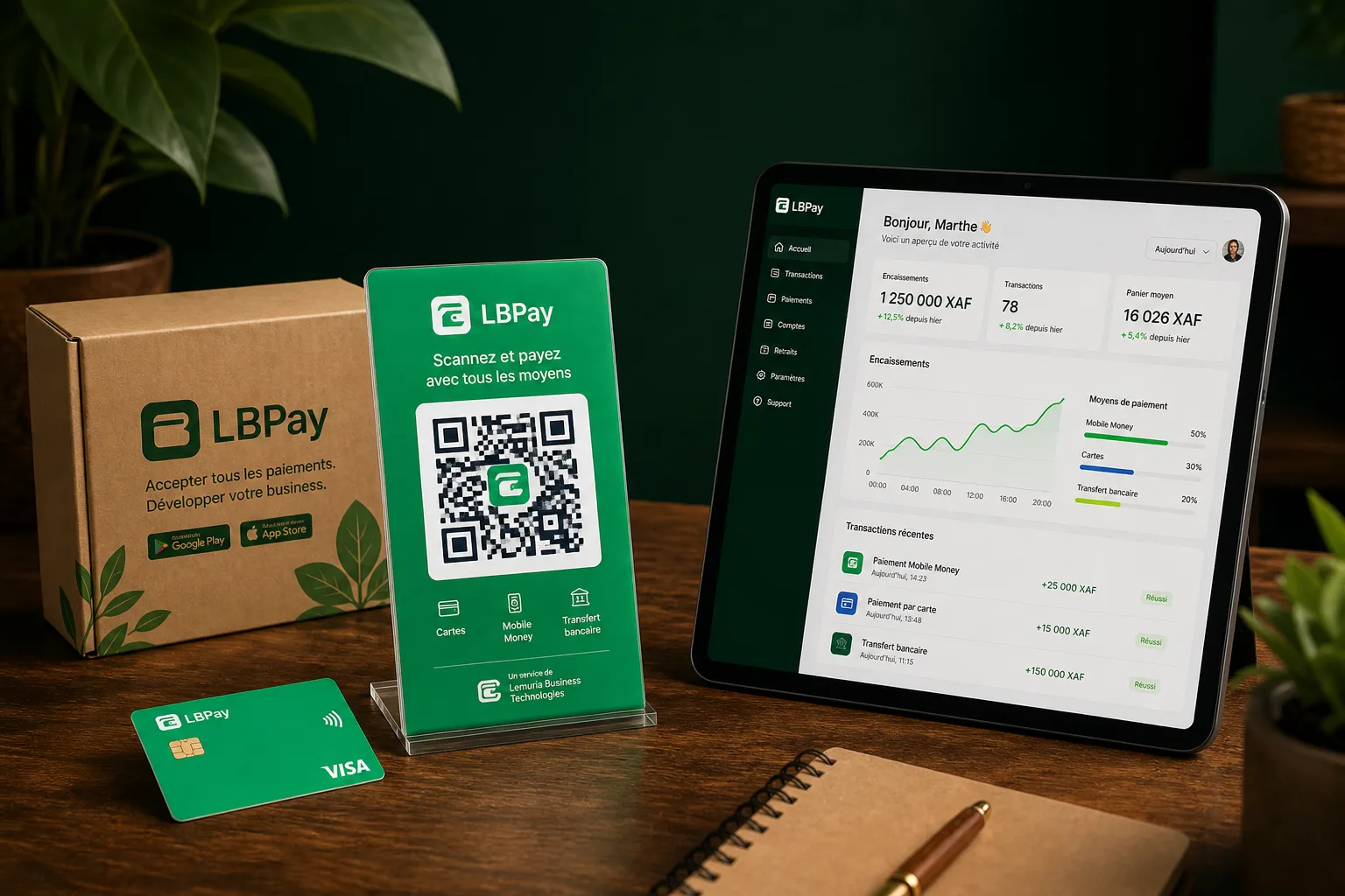 LBPay merchant QR, card, and dashboard